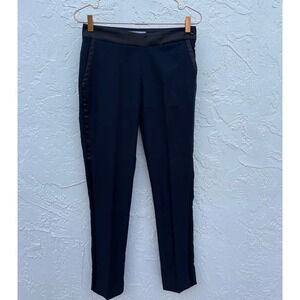 Estee Lauder Womens Skinny Flat Front Mid Rise Tuxedo Pants Navy Sz 2